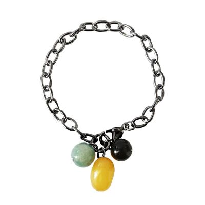 Kettenarmband aus Onyx und Jade