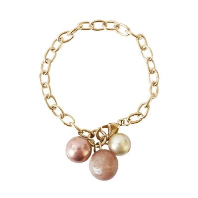 Bracelet chaîne perle et pierre solaire