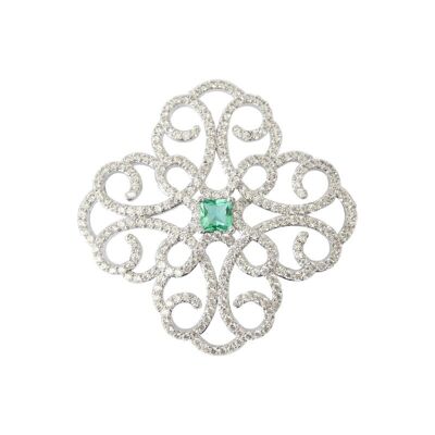 Broche Clover blanco y verde