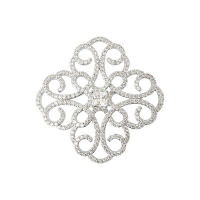 Broche Clover circonitas blancas