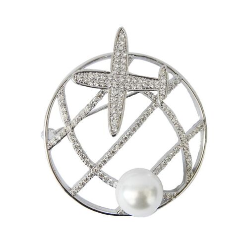 Broche Worl circonitas y perla