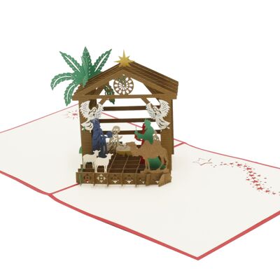 Christmas crib pop up card 3d folding card