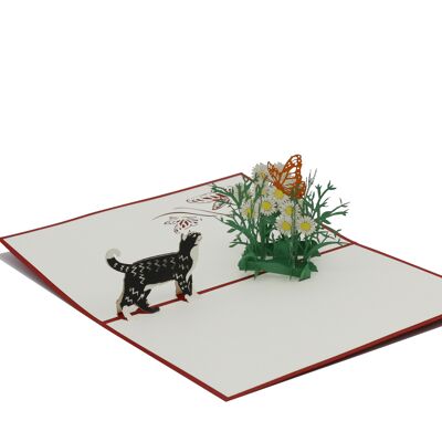 Katze mit Schmetterling Pop-Up-Karte 3d Klappkarte