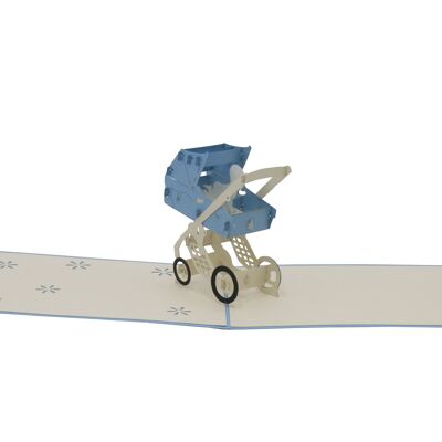Kinderwagen blau, Pop-Up-Karte