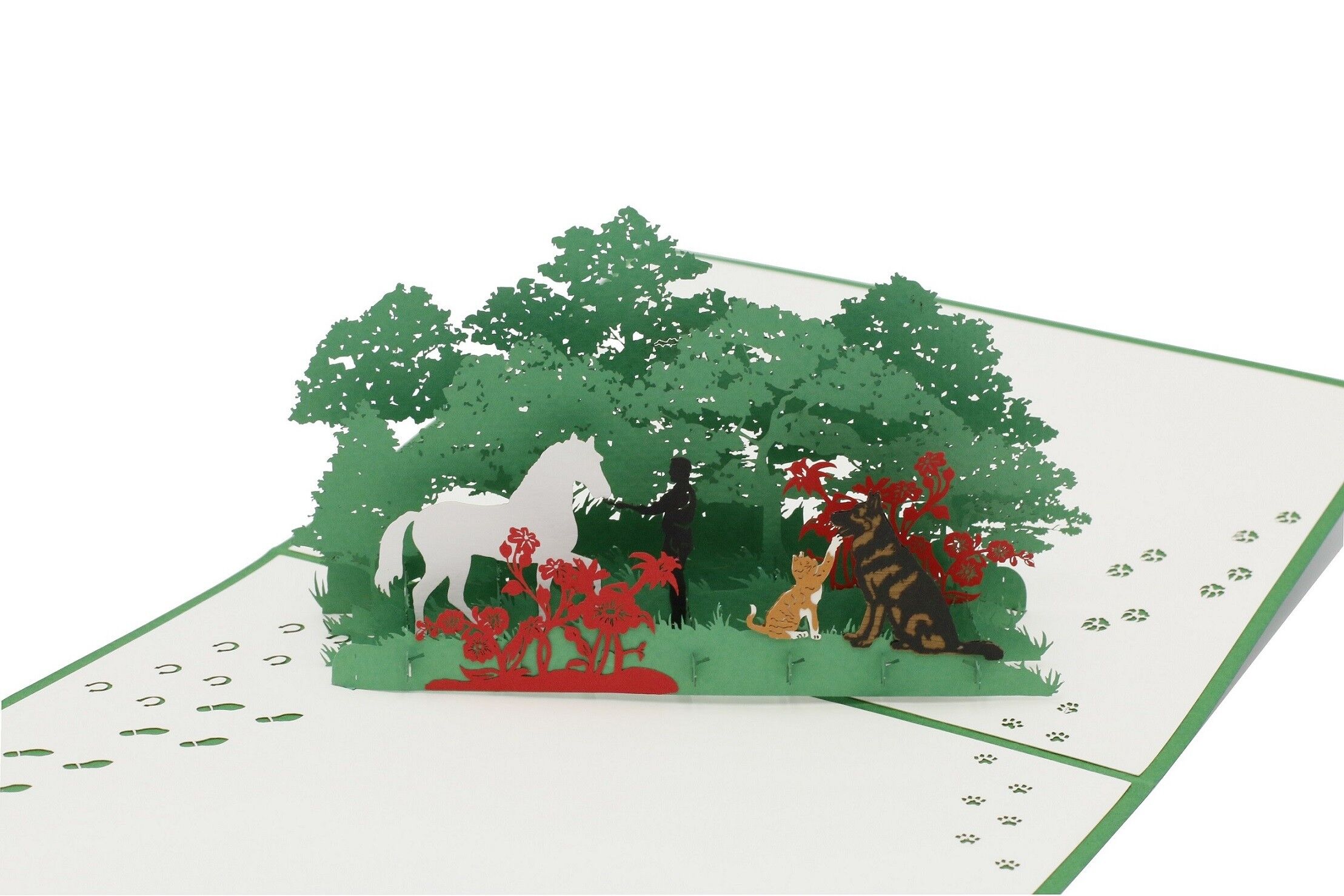 Uomo e animale in natura pop up card 3d card pieghevole