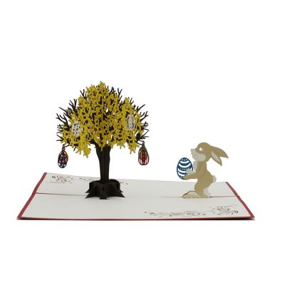 Conejito de Pascua bajo la tarjeta desplegable 3D Laburnum Pop Up Card