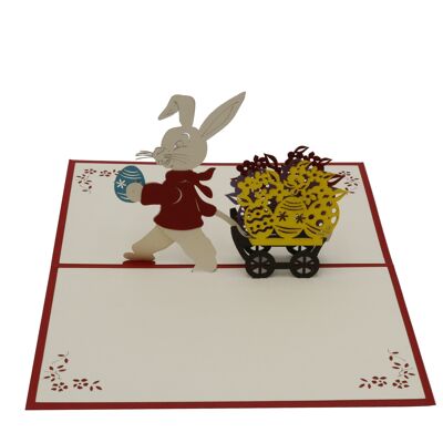 Lapin de Pâques avec carte pop-up wagon Carte pliante 3d