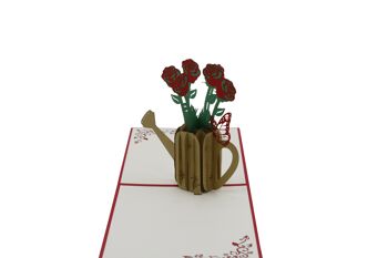 Bouquet de roses dans l'arrosoir carte pop-up carte pliante 3d 2