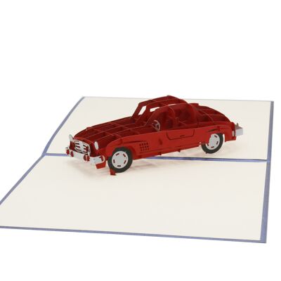 Coche, tarjeta emergente de coche clásico, tarjeta plegable 3d