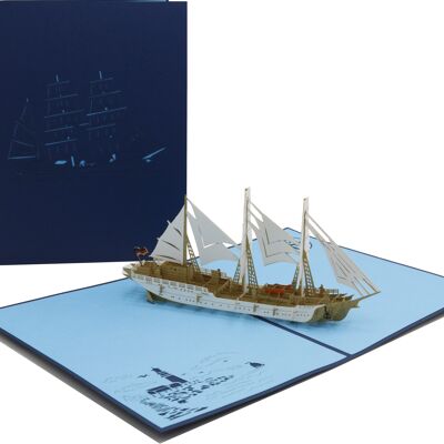 Sailing ship pop-up card 3d folding card