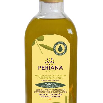 Aceite de Oliva Virgen Extra Variedad: Verdial Recolección Temprana 500ml – botella transparente