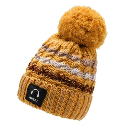 Gorro de punto con pompón y forro de felpa