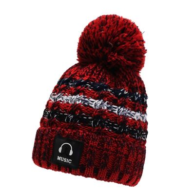 Gorro de punto con pompón y forro de felpa