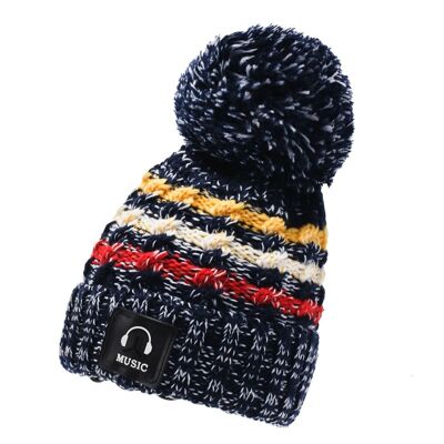 Gorro de punto con pompón y forro de felpa