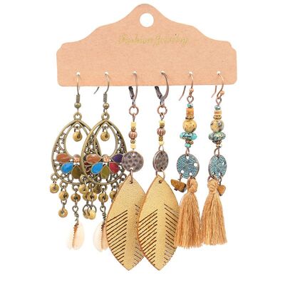 Women's Bohemian Tassel Alloy Set Earrings