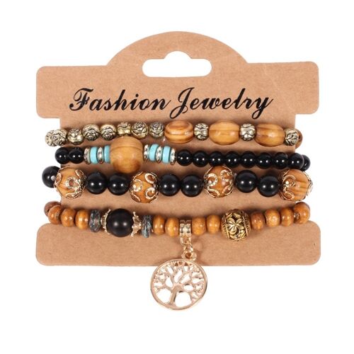 Ethnic Wooden Beads Bracelet Set