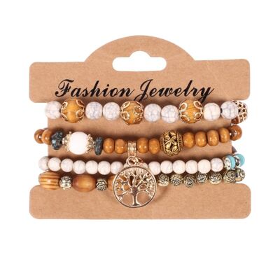 Ensemble de bracelets ethniques en perles de bois