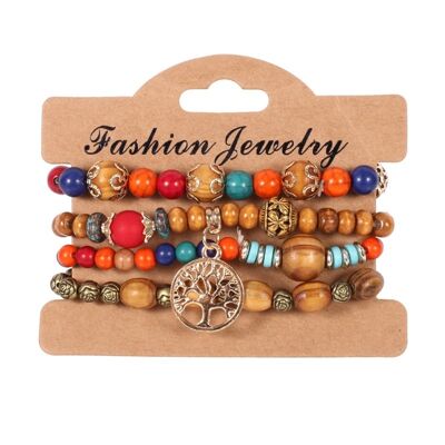 Ethnic Wooden Beads Bracelet Set