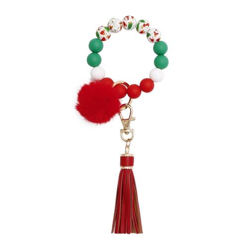 Pompom Tassel Beaded Bracelet Key Chain