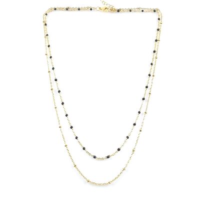 Collier double rang noir doré