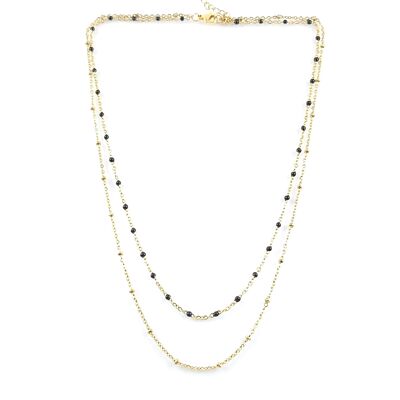 Double row black gold necklace