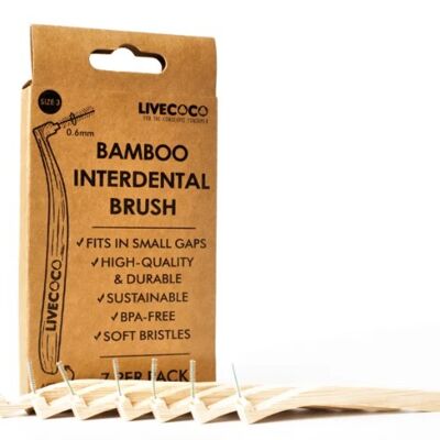 Cepillos interdentales de bambú de 0,6 mm (paquete de 7 reutilizables)