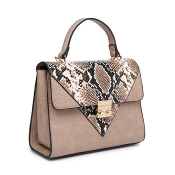 Nouveau sac à bandoulière motif peau de serpent pour femmes qualité poignée sac à main fermeture éclair principale sac à bandoulière végétalien cuir PU - A36874m noir 3