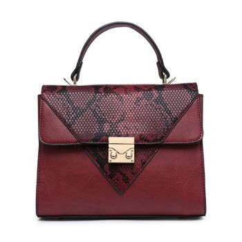 Nouveau sac à bandoulière motif peau de serpent pour femmes qualité poignée sac à main fermeture éclair principale sac à bandoulière végétalien cuir PU - A36874m noir 10