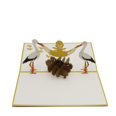 Storks with baby pop-up card 3d folding card