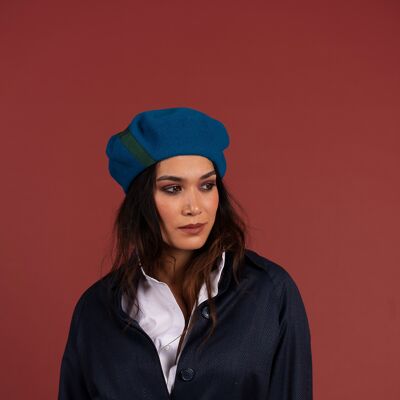 Peacock Blue graphic beret