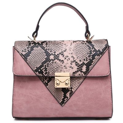 Borsa a tracolla da donna con motivo pelle di serpente Borsa a tracolla di qualità Borsa a tracolla con cerniera principale Borsa a tracolla vegana in pelle PU - A36874m rosa