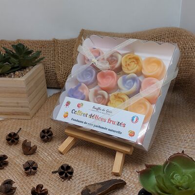 Fondant parfumé en coffret thème - délices fruités - fondant bougie de cire naturelle