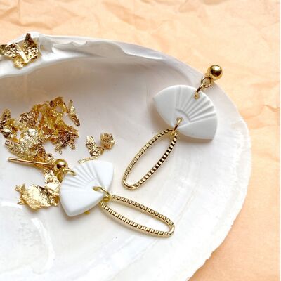 White and gold earrings - Dove N°7