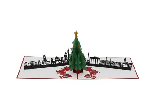 Tannenbaum mit Skyline, Berlin Pop-Up-Karte 3d Klappkarte