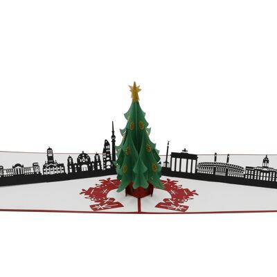 Sapin de Noël avec skyline, carte pop-up Berlin carte pliée 3d