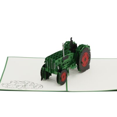 Traktor, Oldtimer Pop-Up-Karte 3d Klappkarte
