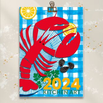 Calendrier mural 2024 avec 12 illustrations, planificateur mensuel, aperçu des festivals et des jours fériés - DIN A4 1