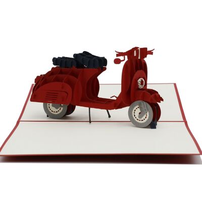 Vespa, scooter carte pop up carte pliante 3d
