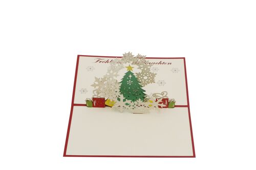 Weihnachtsbaum mit Schneeflocken  Pop-Up-Karte 3d Klappkarte