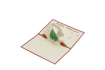 Sapin de Noël avec flocons de neige carte pop-up carte pliée 3d 2