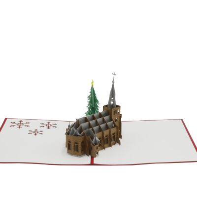 Carte pop-up de l'église hivernale Carte pliante 3d