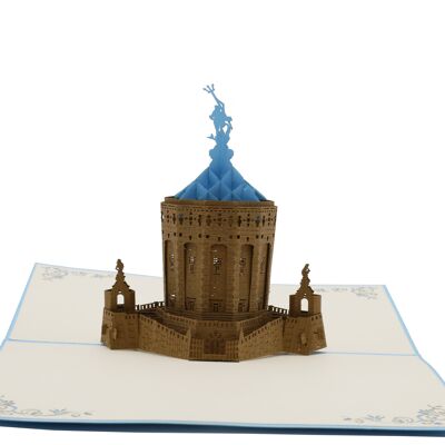 Mannheim water tower pop-up card 3d folding card