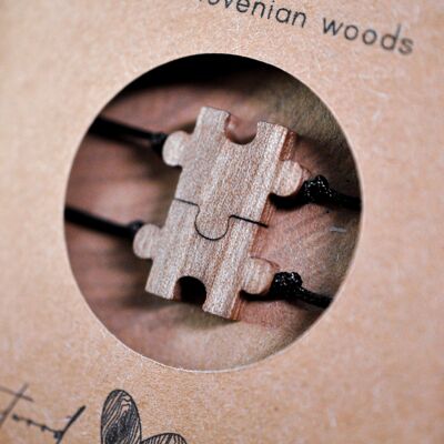 Set di 2 bracciali in legno "Puzzle"