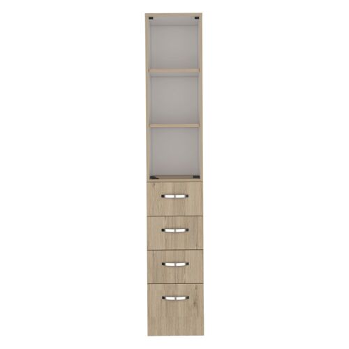 Armario de Baño Vanguard. con tres cajones amplios. 17.56CM P X 30.4CM L X 173.45CM A. Rovere/Blanco