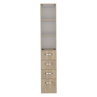 Vanguard Bathroom Cabinet. with three large drawers. 17.56CM D X 30.4CM L X 173.45CM A. Rovere/White