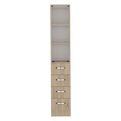 Armario de Baño Vanguard. con tres cajones amplios. 17.56CM P X 30.4CM L X 173.45CM A. Rovere/Blanco