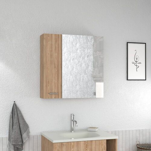 Armario de baño con espejo Barcelona. con cuatro estanterias internas. 23.6CM A X 23.6CM L X 5.8CM P. Miel