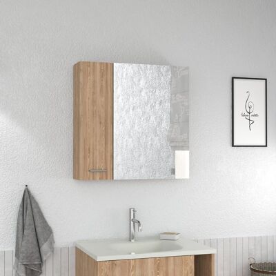 Bathroom cabinet with mirror Barcelona. with four internal shelves. 23.6CM W X 23.6CM L X 5.8CM D. Honey