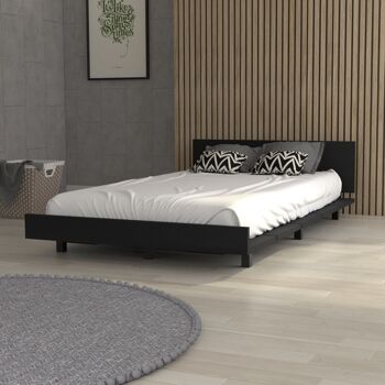 Cadre de lit simple Kaia, 51,6 cm de largeur x 212,5 cm de profondeur x 120 cm de longueur, noir 2