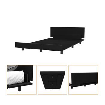 Cadre de lit simple Kaia, 51,6 cm de largeur x 212,5 cm de profondeur x 120 cm de longueur, noir 4